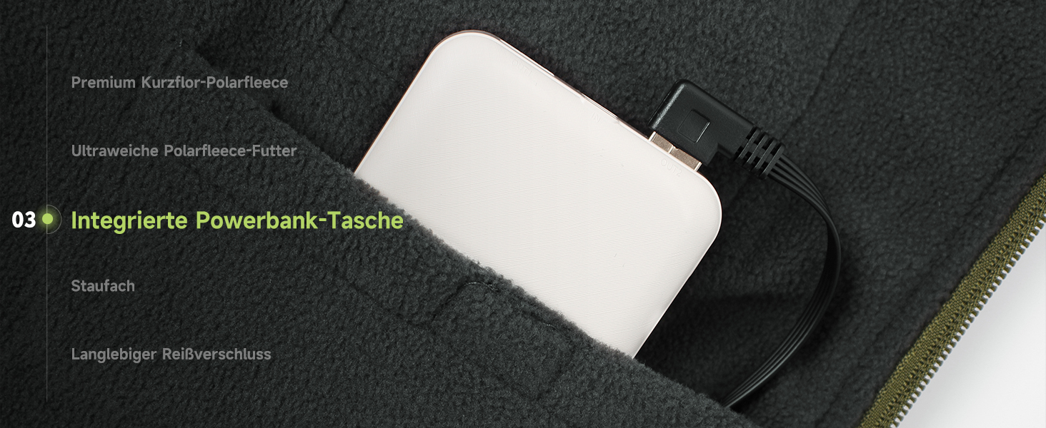 Обогріваюча жилетка для чоловіків з акумулятором 10000mAh, 6 зон нагріву, USB, мікрофліс, регулювання температури, чорний колір, розміри S, M, L