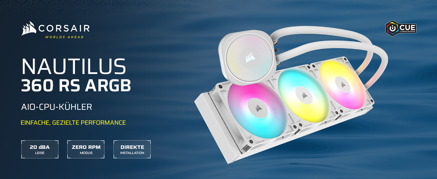 Система водяного охолодження Corsair Nautilus 360 RS для CPU – 360 мм AIO, тиха, з підсвічуванням ARGB, сумісна з Intel LGA 1851/1700, AMD AM5/AM4