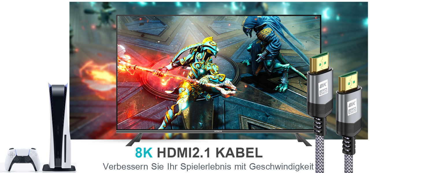 Кабель HDMI 2.1 AviBrex 4M 8K (60Hz), 4K (240Hz), Ultra HD, 48Gbps, HDR, eARC, HDCP2.3, для PS5/4/3, TV, Blu-ray, проектор, сірий