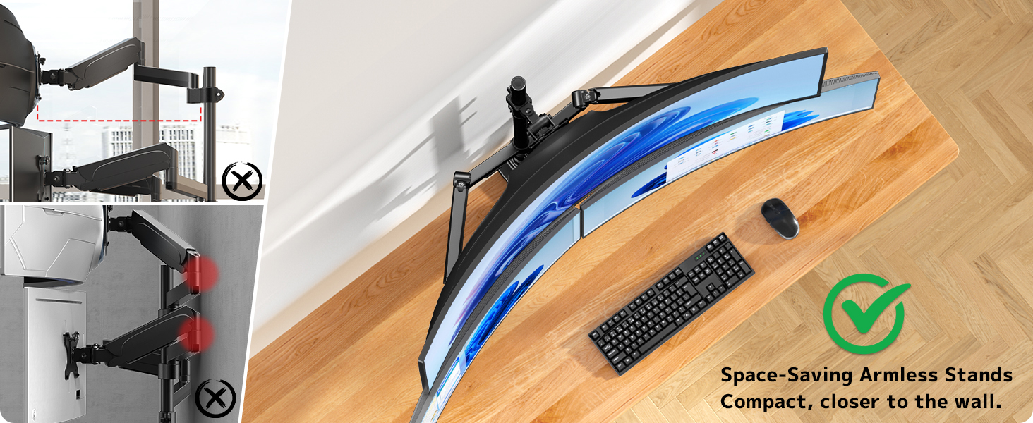 Тримач для монітора на стіл для 3 моніторів, регульована висота, 80 см, до 20 кг