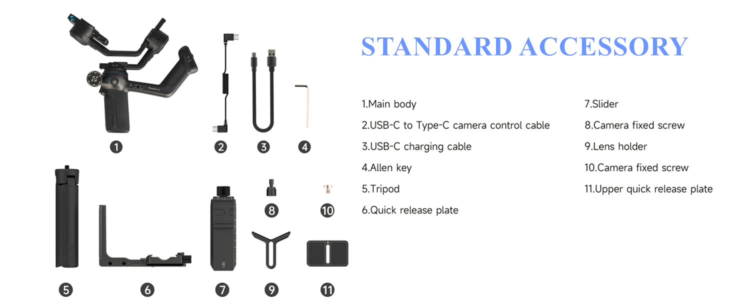 FeiyuTech SCORP-C2 Стабілізатор Gimbal для DSLR та бездзеркальних камер з AI-трекінгом, вертикальною зйомкою та вагою до 3.5 кг, сумісний з Canon, Sony, Panasonic, Nikon, Fujifilm