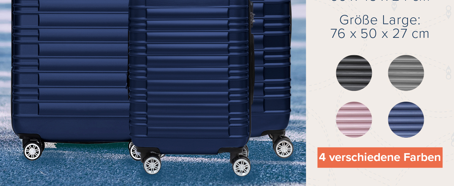 Набір валіз TRVLMORE 3 в 1: маленька, середня, велика, сірий колір. Валізи з твердим корпусом, 55x40x20 см (ручна поклажа).