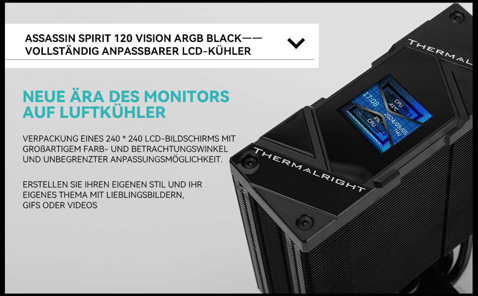 Thermalright Assassin Spirit 120 Vision ARGB: Кулер CPU з IPS LCD екраном 1.54