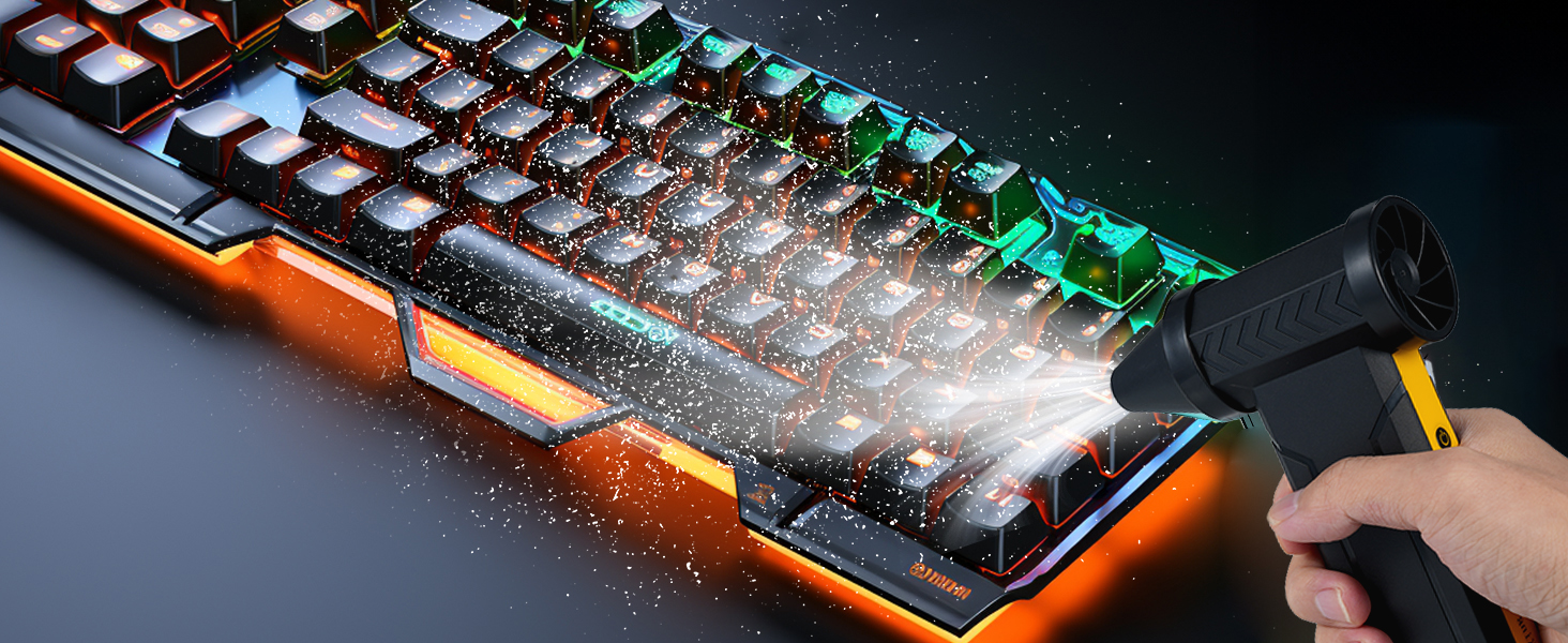 Електричний пилосос для повітряного видування, 3 швидкості, 160000 об/хв, для чищення ПК, електроніки, диванів, авто, офісної техніки (Чорний)