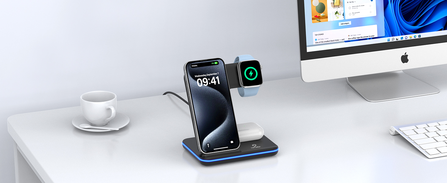 Бездротова зарядка 3-в-1 для Apple iPhone, Apple Watch та AirPods (чорний)