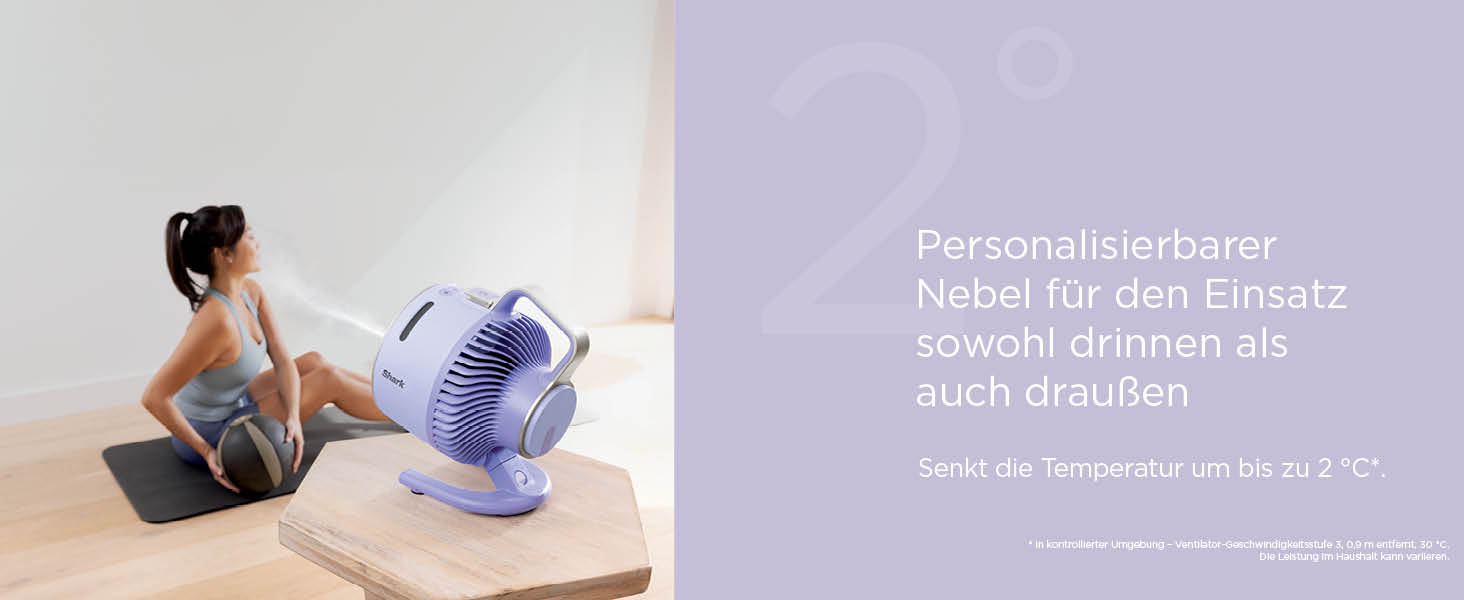 Вентилятор Shark FlexBreeze HydroGo – портативний, тихий, для дому та вулиці, 5 швидкостей, FA050EU