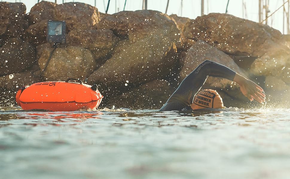 Плавальна буя для відкритої води 28 л з водонепроникним мішком і знімною спинкою, для дорослих, легка, міцна, компактна