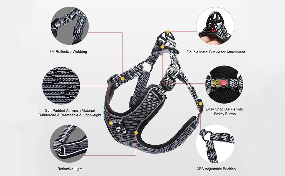 Шлейка для собак середніх та маленьких порід, цуценят, анти-тяга, безпечна, світловідбиваюча, м'яка, регульована (S, блакитна)