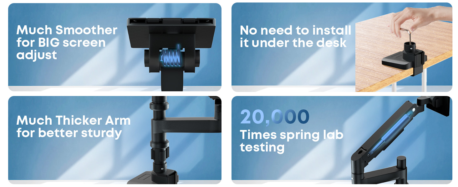 Підставка для монітора PUTORSEN для 2 моніторів, 17-49 дюймів, газ-амортизатор, регулювання висоти, поворот, VESA 75/100mm, чорний