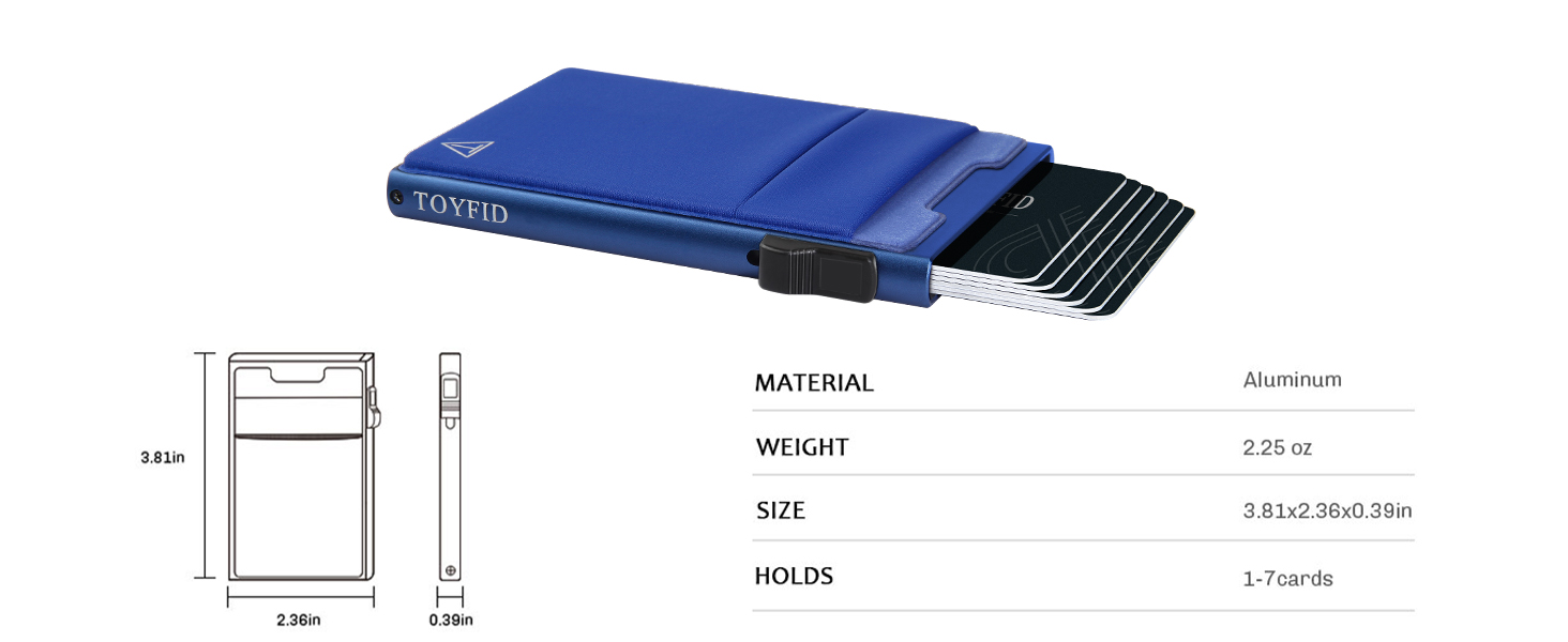 RFID-захищений картхолдер Pop-up: тонкий гаманець з відділенням для монет (1 шт., блакитний)