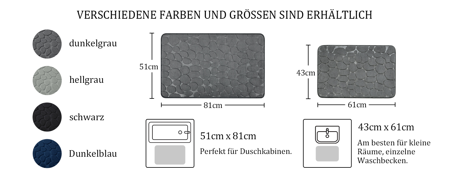 Набір килимків для ванної кімнати chakme (2 шт), пам'ятна піна Cobblestone, протиковзні та абсорбуючі килимки для ванної та туалету, темно-сірі