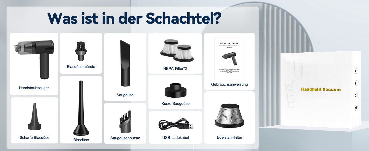 Акумуляторний пилосос AGARLE для авто, ручний міні-пилосос, багатофункціональний з насадкою, для видалення шерсті тварин, потужність 6000 Па