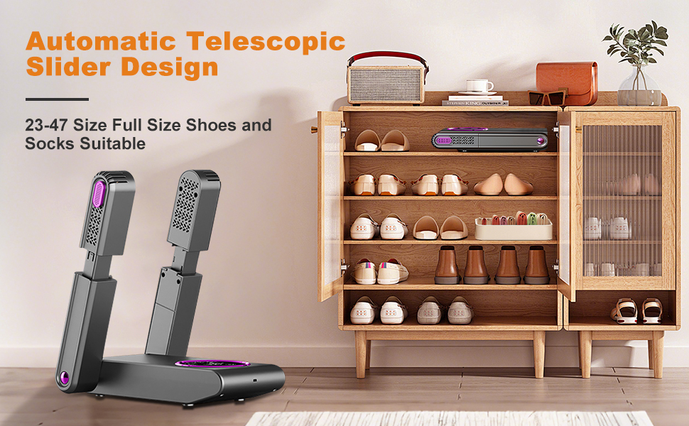 Сушарка для чобіт та рукавичок 2-в-1, німецька технологія гарячого повітря | Регульований на 180° стрижень та гнучкі насадки | Таймер та енергозберігаючий режим | Для робочих чобіт, спортивного та гірськолижного взуття (Чорний)