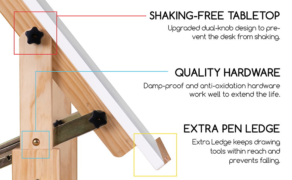 Meeden Adjustable Height Drawing Table with Stool - Artist Easel Table for Studio, Art & Craft Projects
