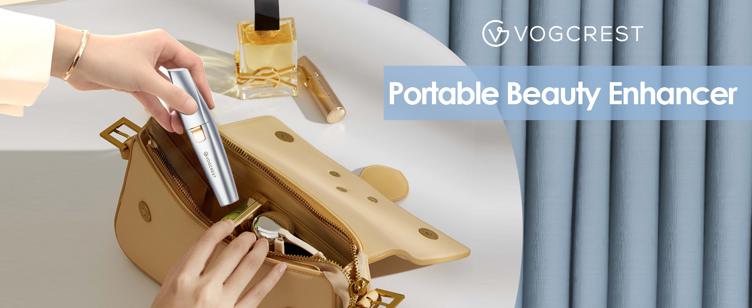 Триммер для обличчя та брів VG VOGCREST 2-в-1: бездротовий, з LED-підсвіткою, рожево-золотий/блакитний