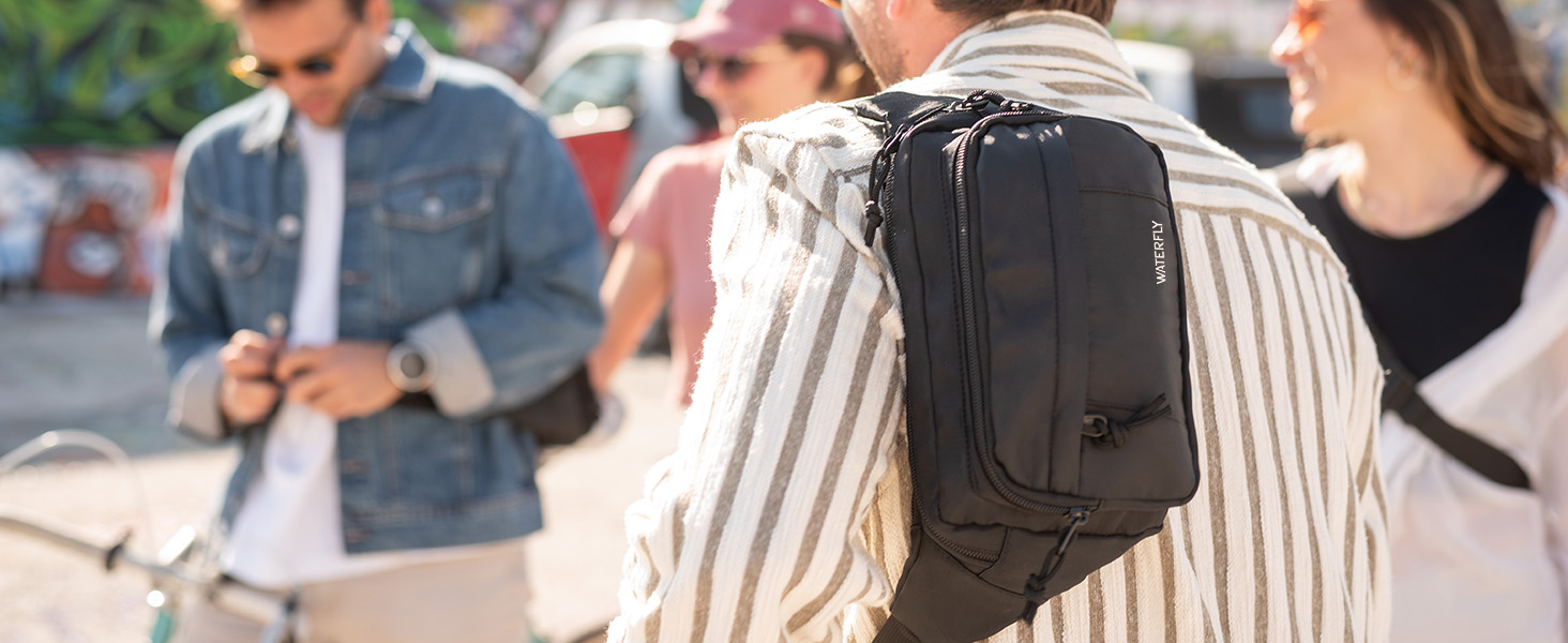 Спортивна поясна сумка Waterfly: стильна фанна-сумка для чоловіків та жінок, унісекс, для прогулянок, подорожей, MTB, спорту, тренувань собак, сірого кольору