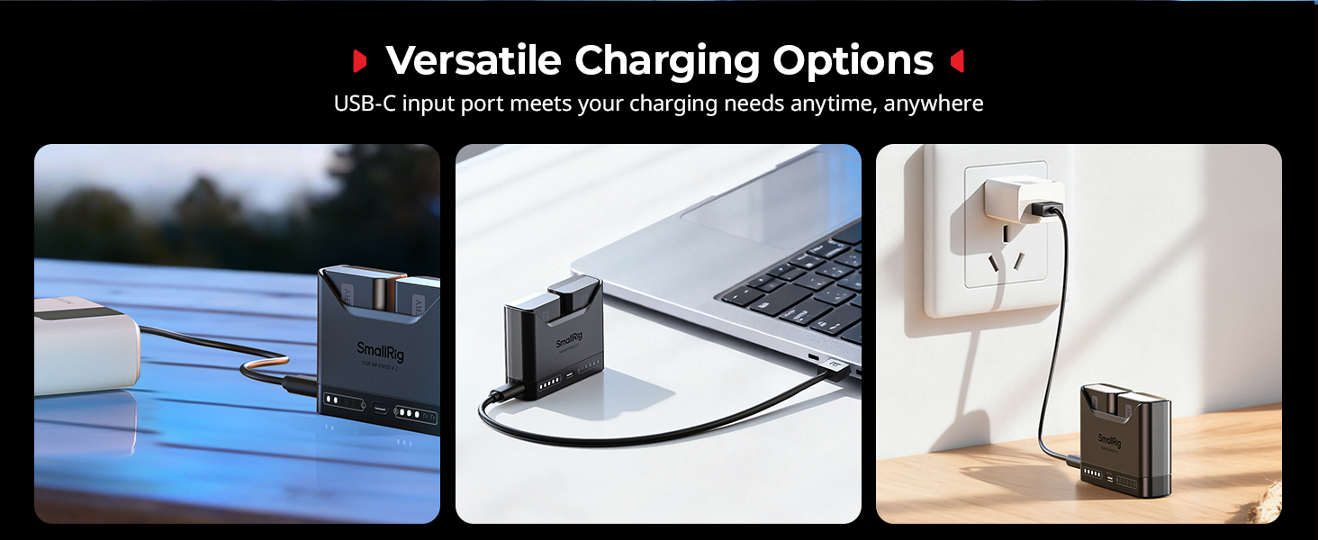Зарядний пристрій SMALLRIG NP-FW50 для Sony (2 слоти, USB-C, 11W) - A6000, A6100, A6300, A6400, ZV-E10, A7, A7S, A7R