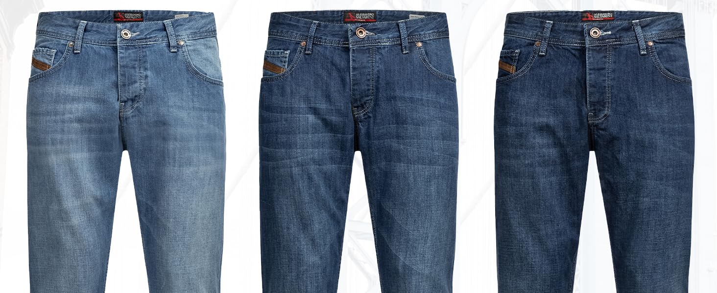 Чоловічі джинси Alessandro Salvarini Comfort Fit прямого крою, середній блакитний, 38W/32L