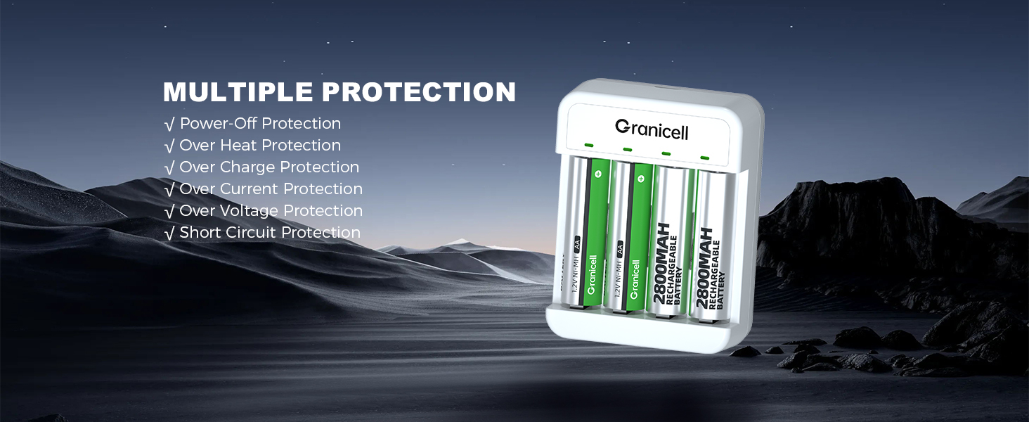 Зарядний пристрій AA + 4 акумулятори AA 2800mAh 1.2V Ni-MH, перезаряджувані батарейки