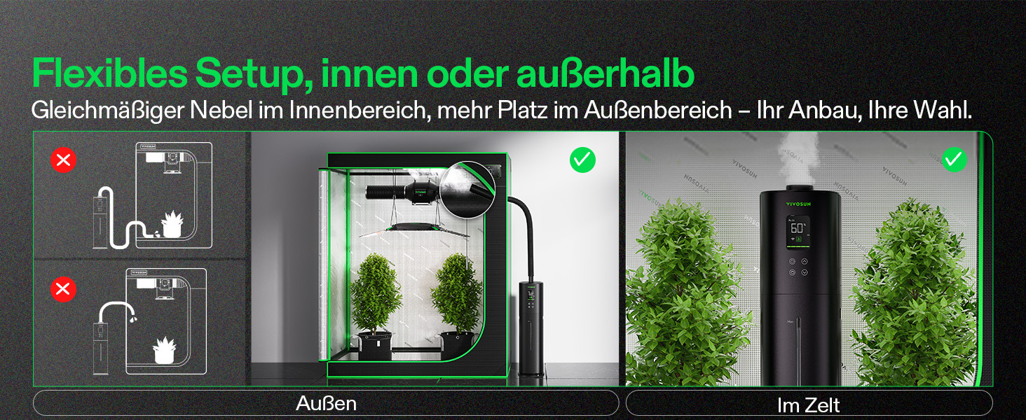 Зволожувач повітря VIVOSUN для рослин, AeroStream H05, 9L, ультразвуковий, тихий (24dB), 360°