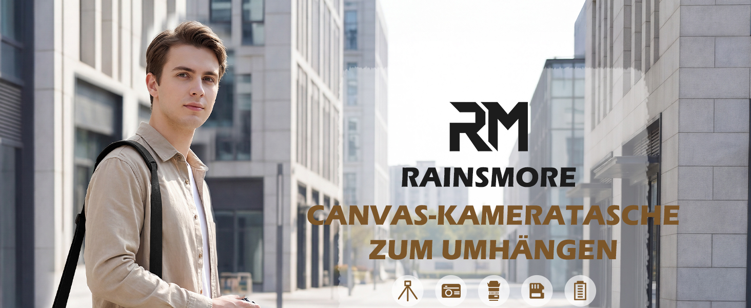 Сумка для фотоапарата RAINSMORE Vintage Canvas (водонепроникна) для DSLR та бездзеркальних камер, чорна