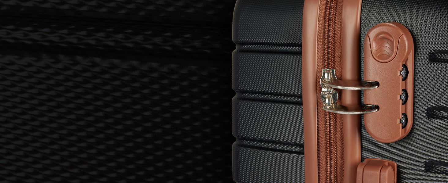 Набір валіз BruBaker Paris - 3 шт. з жорстким корпусом (M, L, XL) з кодовим замком, 4 колеса, ручки. Чорний та світло-коричневий