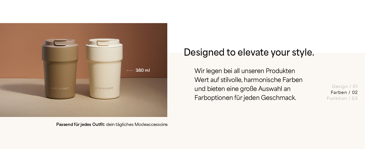Термокружка LARS NYSØM 380 мл - термокружка для кави та чаю з нержавіючої сталі | З ізоляцією, без витоку, для подорожей | Berry Red/Carbon Black