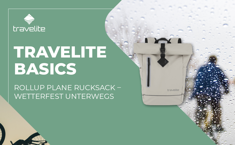 Водонепроникний рюкзак Travelite Rolltop для велосипеда та відпочинку, з відділенням Rolltop і світловідбивачами, 19 л, 48 см, колір айворі