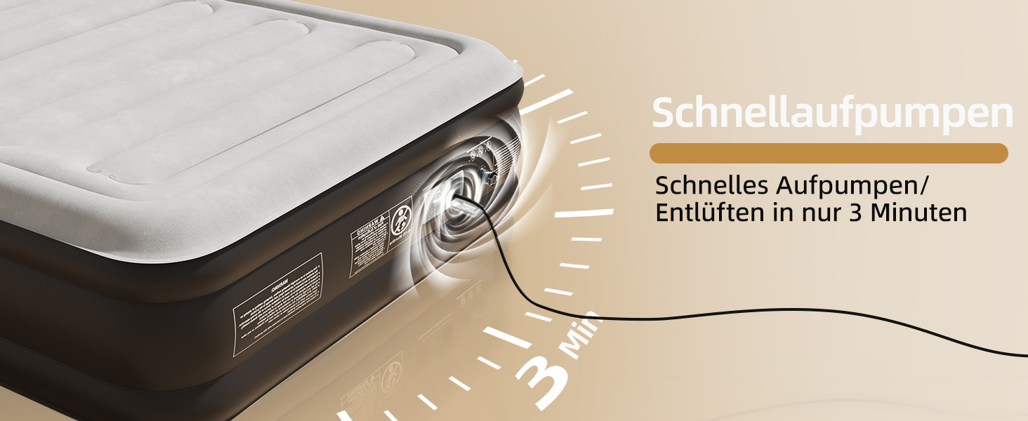 Надувне ліжко CHILLSUN® для 2 осіб, 203x152x46 см з електричним насосом, водонепроникне, для кемпінгу та гостей