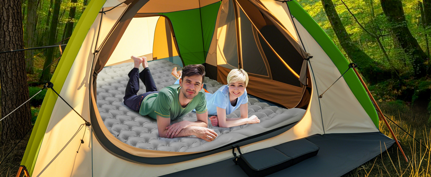 Каремат для кемпінгу Isomatte 9 см, 200x68 см - надувний матрац з подушкою, водонепроникний, для туризму, пляжу, намету (сірий)