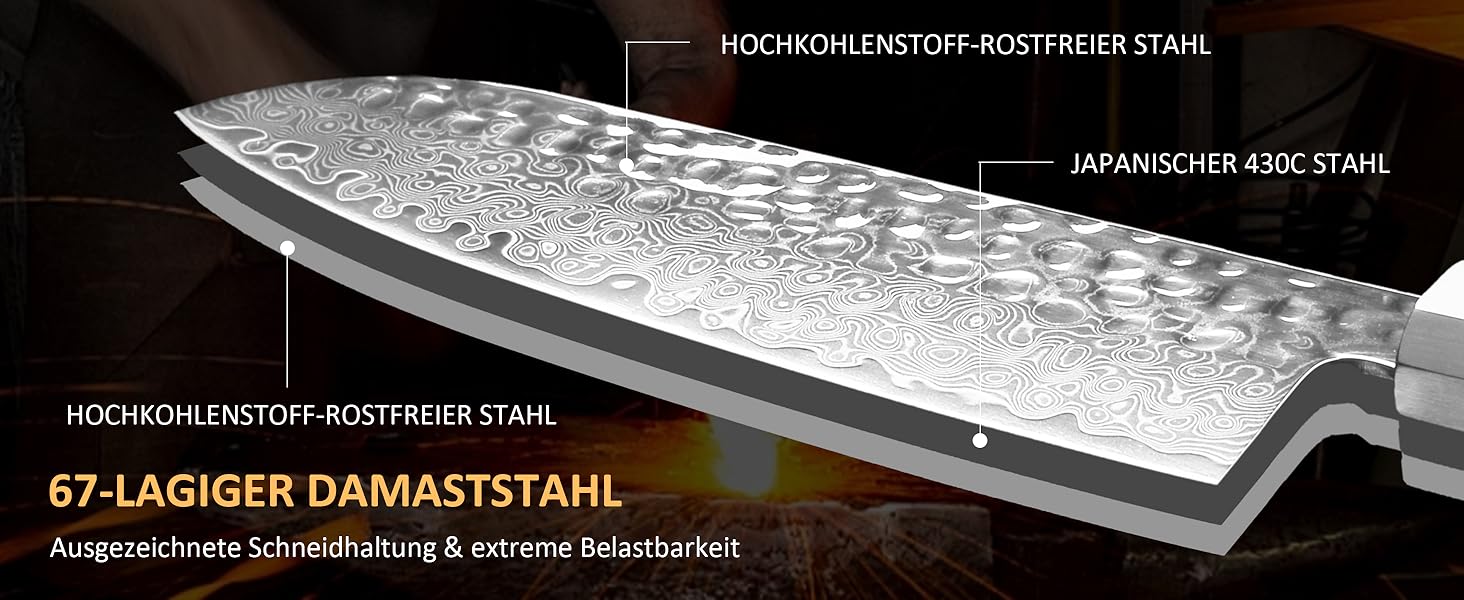 Кухонний ніж YOTSUBA Hackmesser 18 см: професійний кухонний тесак для м'яса та овочів з ергономічною ручкою з пакавуду, надзвичайно гострий