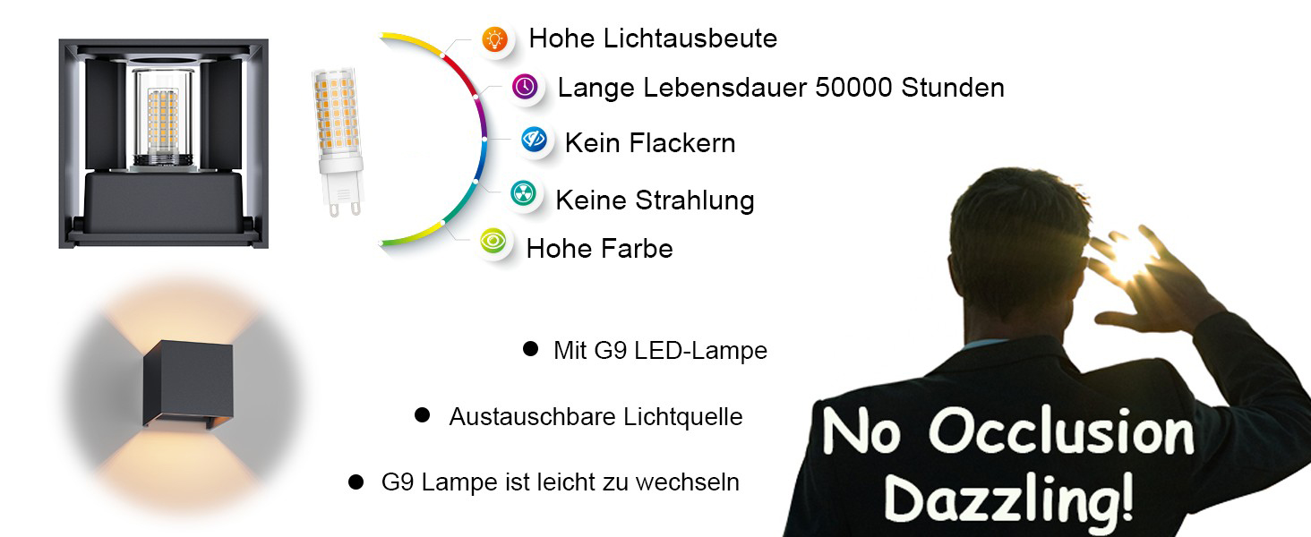 LED-стінні світильники Klighten 2 шт. з регульованим кутом нахилу, тепле світло 3000K, алюміній, для внутрішнього та зовнішнього використання, антрацит