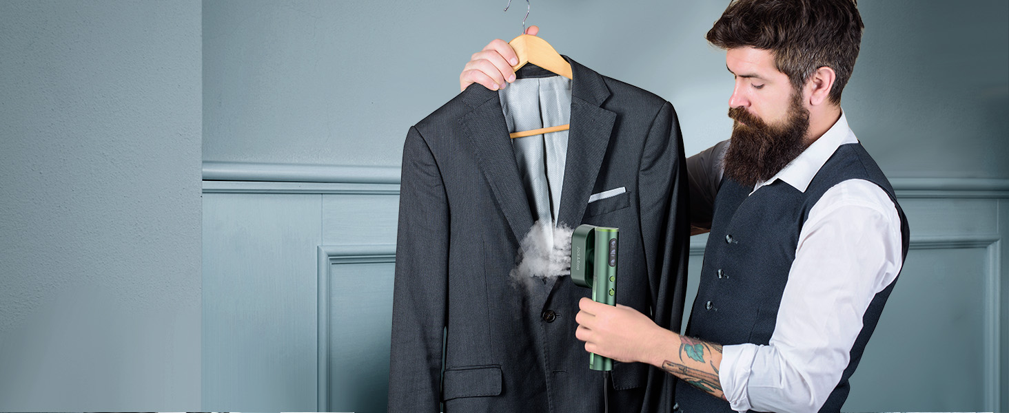 Портативний відпарювач для одягу Steamer 2-в-1 1000W, для глобальних подорожей, зелений