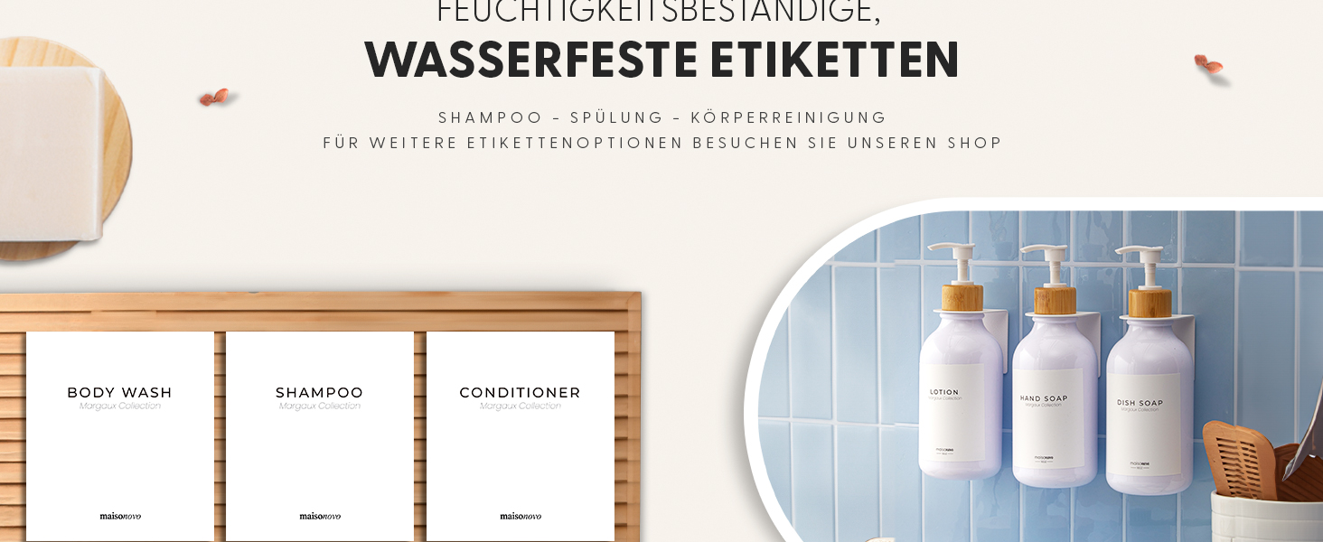 Шампунь MaisoNovo: Набір з 3 флаконів для душу та мила (500 мл) з чорним насосом та білим бамбуком