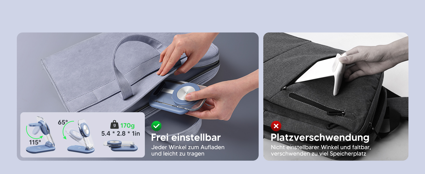 Підставка для зарядки MagSafe 3-в-1 для iPhone 17/16/15/14/13/12 Pro Max/Air/Plus/Pro та Apple Watch 10/9, AirPods 3/2/Pro (блакитна)