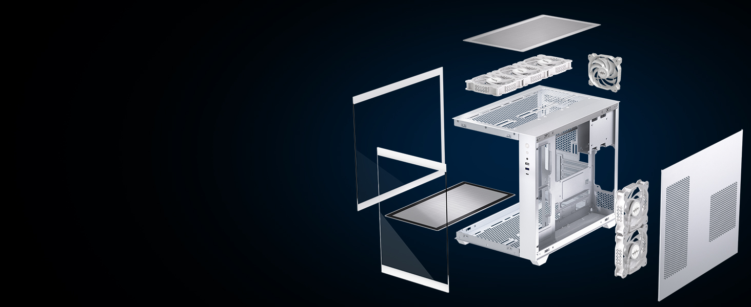 Корпус ПК ATX MUSETEX Y6 з 6 PWM ARGB вентиляторами, підтримка 360мм радіатора, Type-C, скляна панель 270°, білий