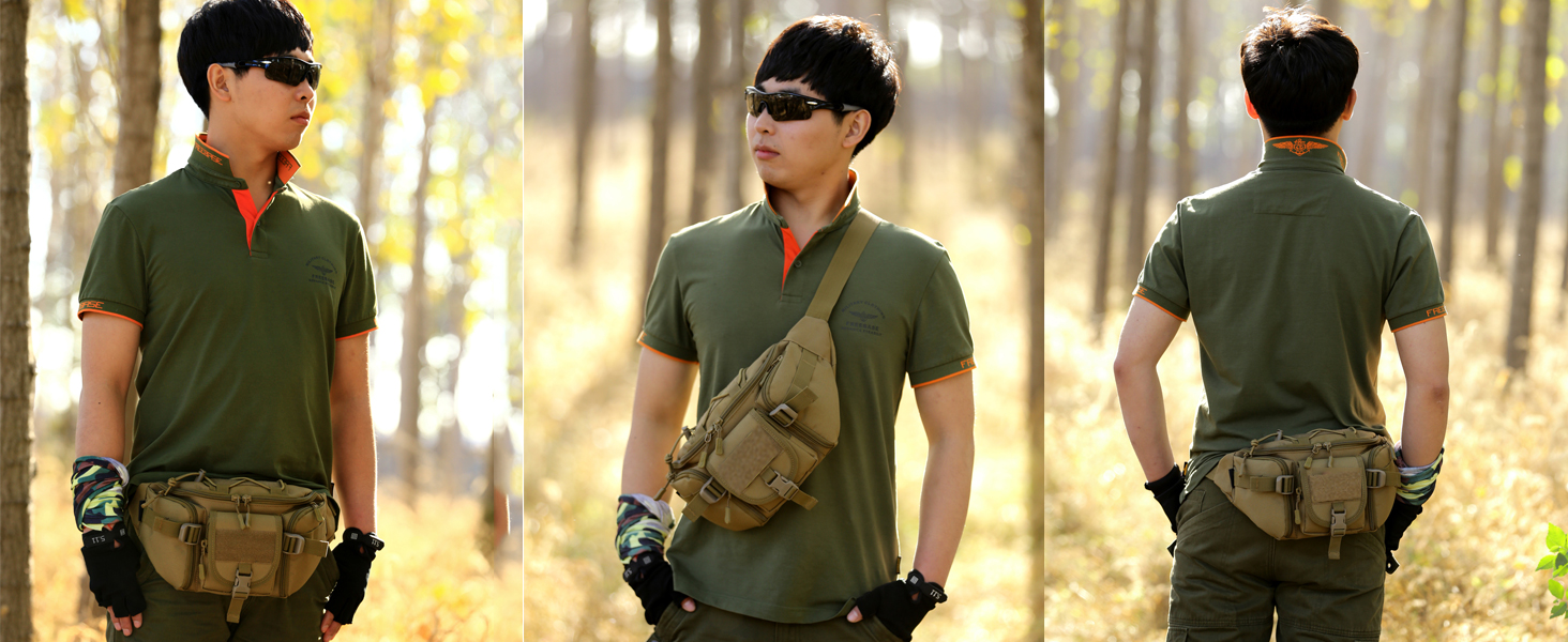 Тактична чоловіча поясна сумка Molle, водонепроникна, унісекс, чорна