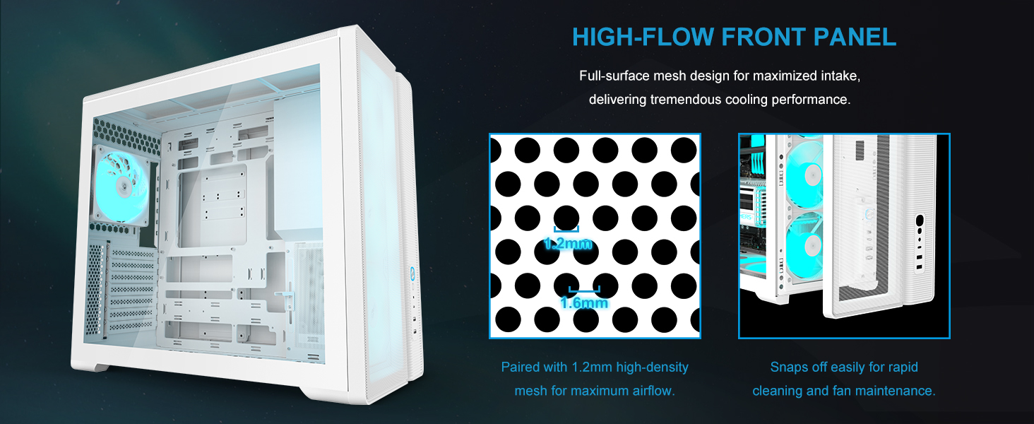 Корпус для ПК SAMA S50 Airflow, 4 ARGB PWM вентилятори, USB Type-C, Mesh панель, Білий