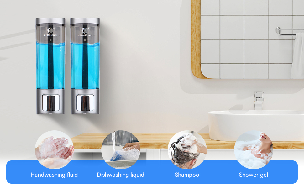 Дозатор мила настінний без свердління REAQUE, 200 мл, для душу, шампуню, дезінфікуючого засобу, мила, чорний