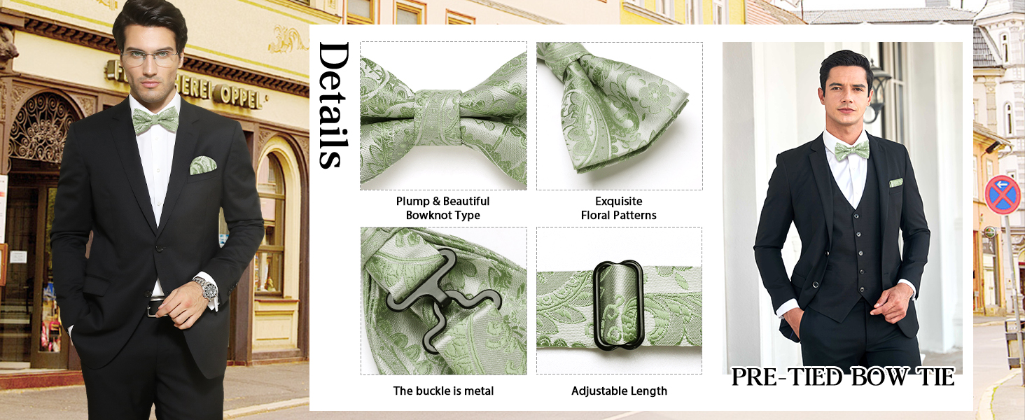 HISDERN Комплект краватка-метелик з кишеньковим хустиком та запонками, з гачком, регульована, вже зав'язана, для весілля, свят, Різдва, Хелловіна, бордовий A1