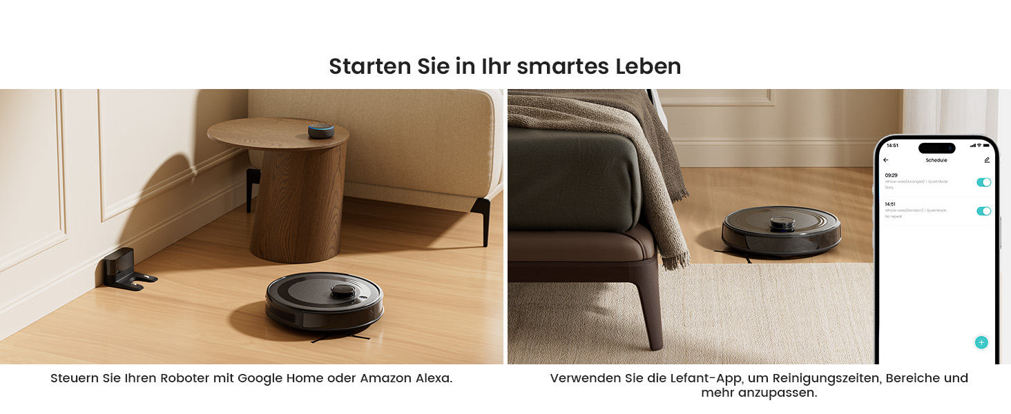 Робот-пилосос LEFANT M210PG з пультом дистанційного керування, потужність 2200Pa, для видалення шерсті тварин, з базою для зарядки, сумісний з Alexa та керуванням через додаток, час роботи 120 хвилин