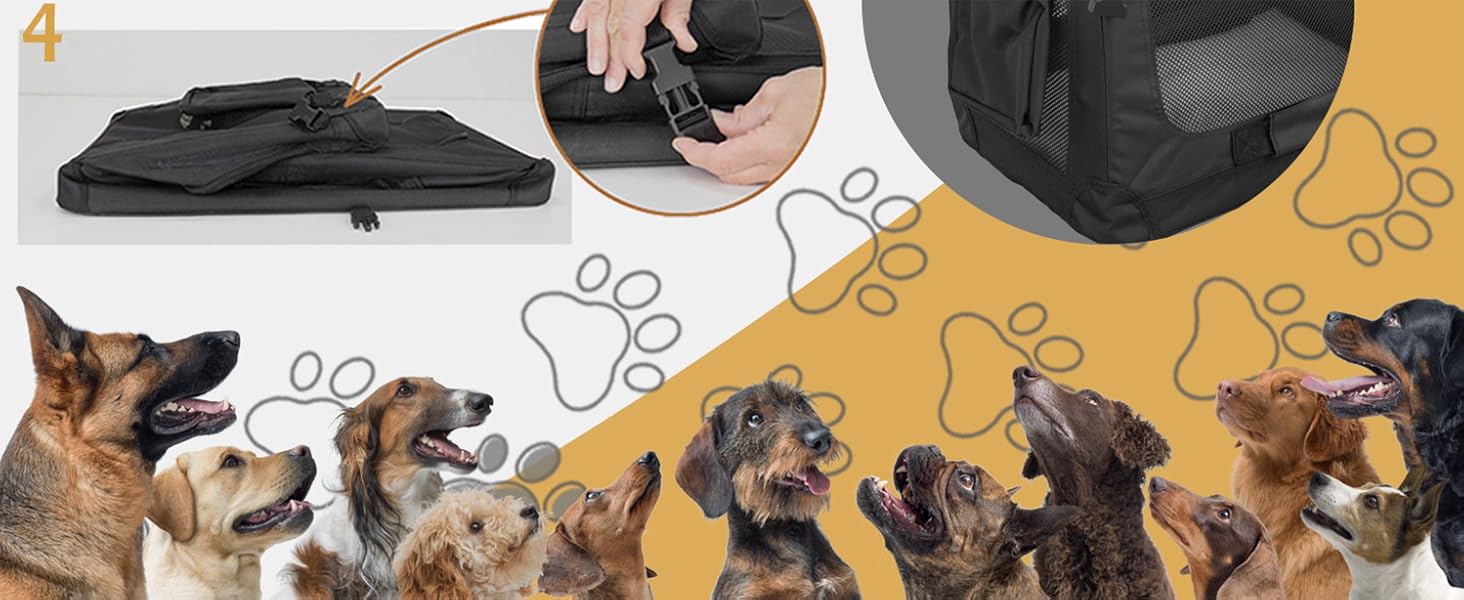 Складана переносна сумка-переноска для собак та котів Petigi (Чорний, L 70x52x51 см)