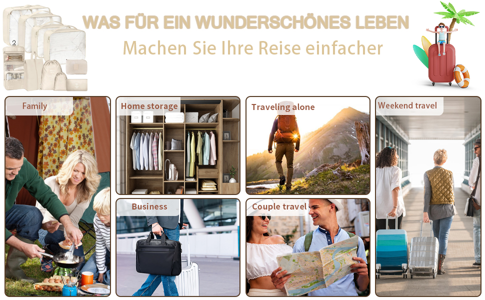 Органайзер для валізи 10 шт. Набір Packing Cubes для одягу, Travel Organizer, Набір кубиків-органайзерів для валізи, рюкзака, ручної поклажі (бежевий)