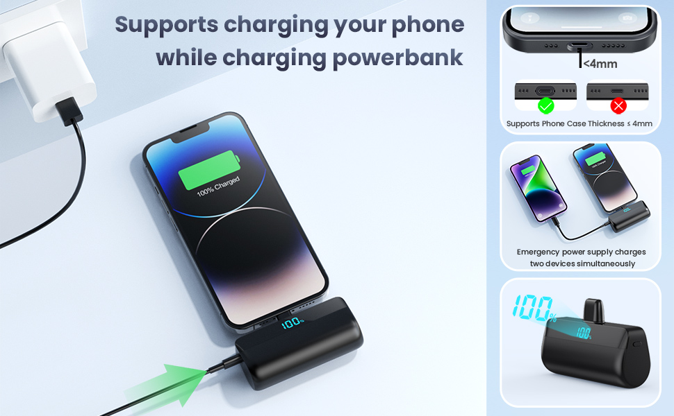 Power Bank Feob Mini 5200mAh 20W PD: Компактний акумулятор для iPhone та Android, LED-дисплей, чорний