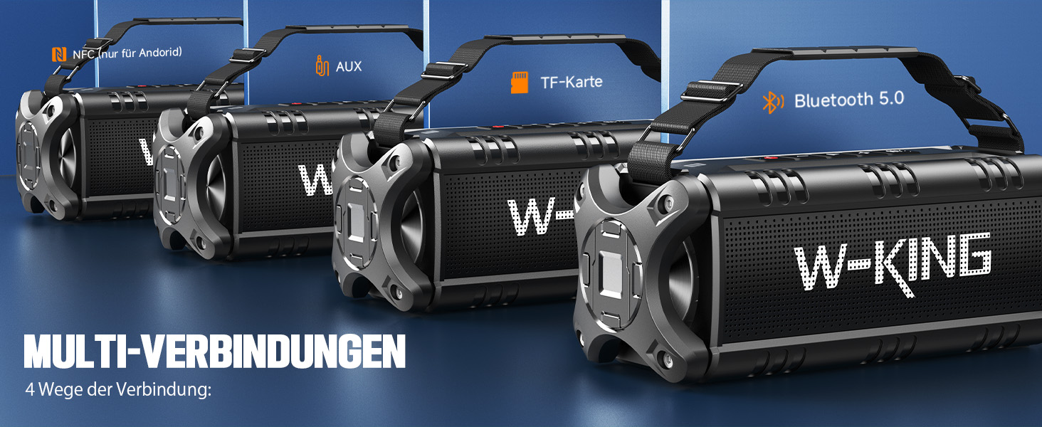 W-KING Портативна Bluetooth Колонка 90W з Глибоким Басом, DSP, 40 годин акумулятора та IPX6 Захистом від Води. Підтримка Powerbank, EQ, AUX та TF-карта. Чорний Колір. Ідеально для кемпінгу, пляжу та саду.