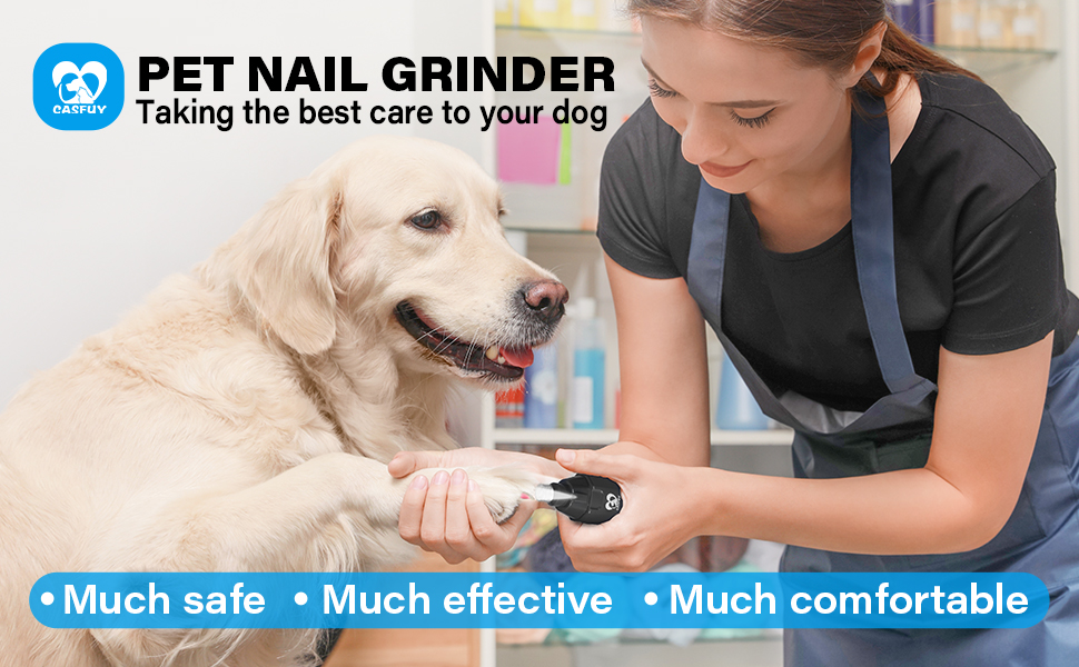 Електричний точило для собачих кігтів Casfuy 6-ступінчате - Безшумний, акумуляторний тример для собак великих, середніх та малих порід (сірий)
