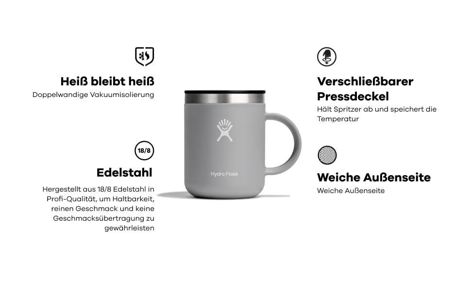 Термокружка Hydro Flask 177 мл (6 oz) з нержавіючої сталі - ізольована, з кришкою та ручкою. Чорний колір