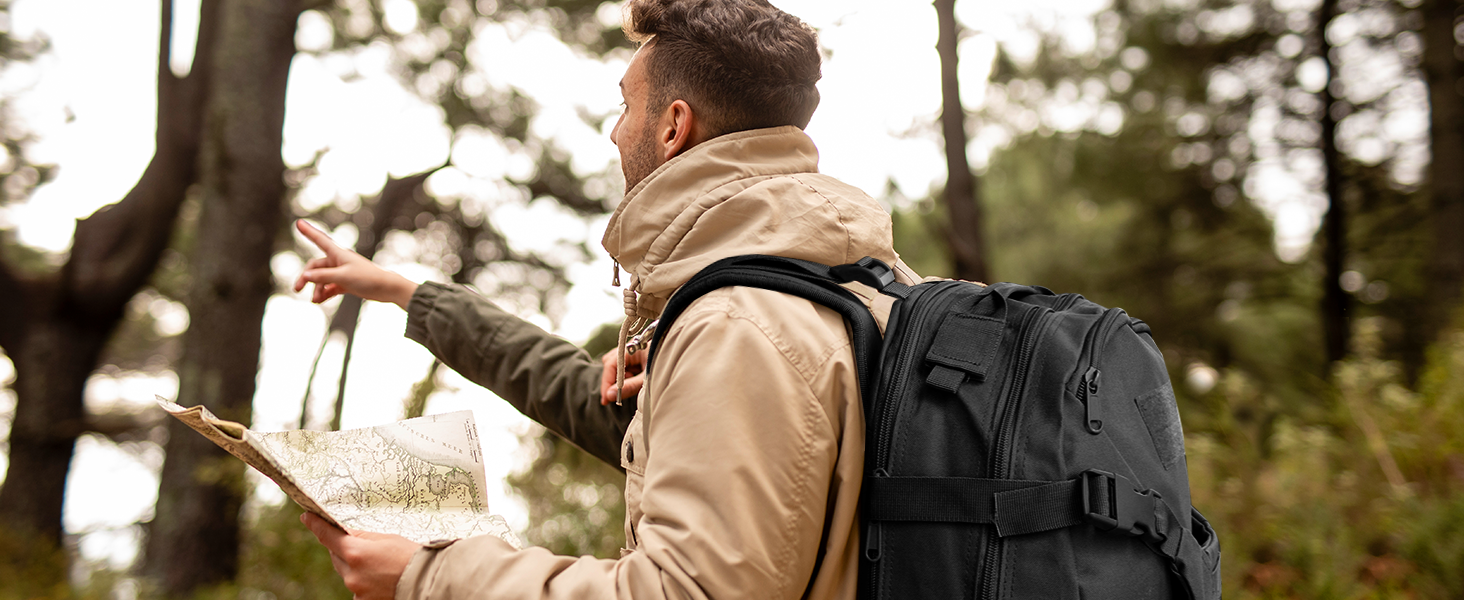 Zavothy 35/45L Military Backpack Men Women, Tactical Backpack, Trekking Backpacks, Outdoor Backpacks, Hiking Backpacks, for Camping, Mountaineering, Gymnastics Training, Shopping, City Trips, Cycling (Black-35l)