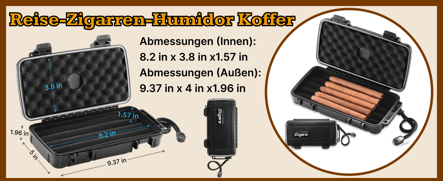 Зігеренний гумодор для подорожей - кейс з вологостійкою пластиною, водонепроникний, міцний, для 5 цигарок, портативна коробка, подарунок для чоловіків (Small)