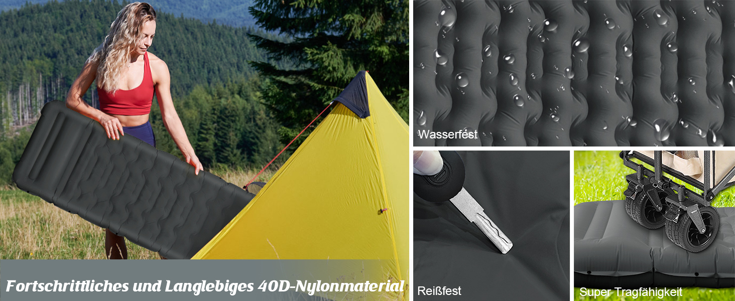 FTSMTK Self-Inflating Camping Mat with Foot Pump - 12cm Thick Sleeping Pad, Ultralight Air Mattress for Outdoor Camping - Black